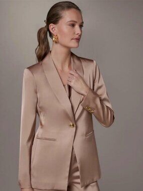Donna Karan Women's Satin Blazer Sand 14